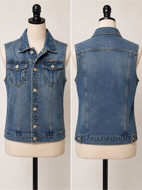 Exclusive Jeans Medium Wash Sleeveless Denim Trucker Vest Size M